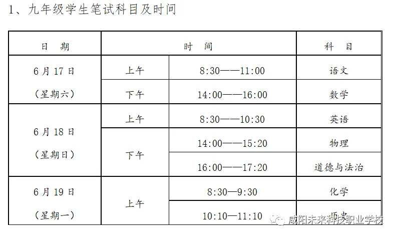 【中考】2023年咸阳市中考考点及时间提醒！